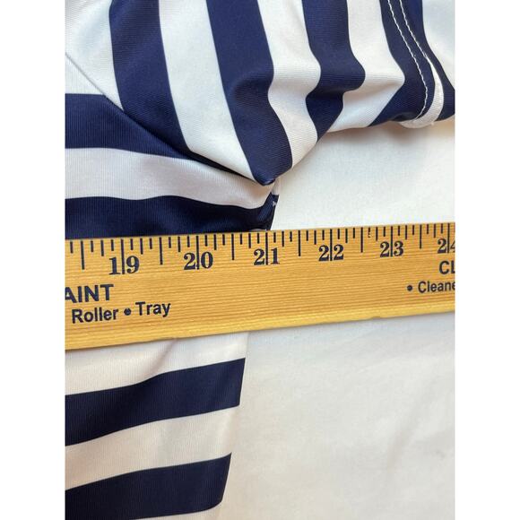 GGBlue Women's L Blue White Striped 1/4 Zip Short Sleeve Golf Athletic Shirt - Picture 5 of 8